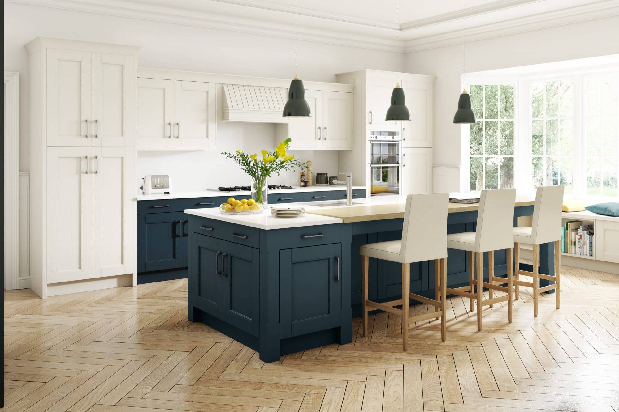5 Manor House Painted Ivory Oxford Blue | Culina Kitchens, Wimbledon