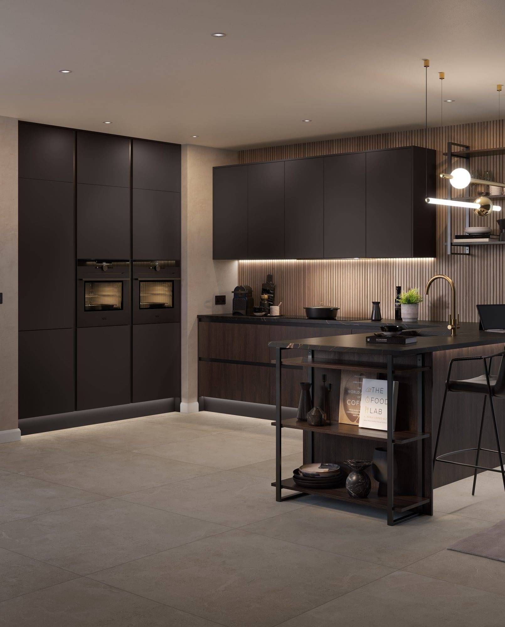 Super Matt Jet With Walnut Night | Culina Kitchens, Wimbledon