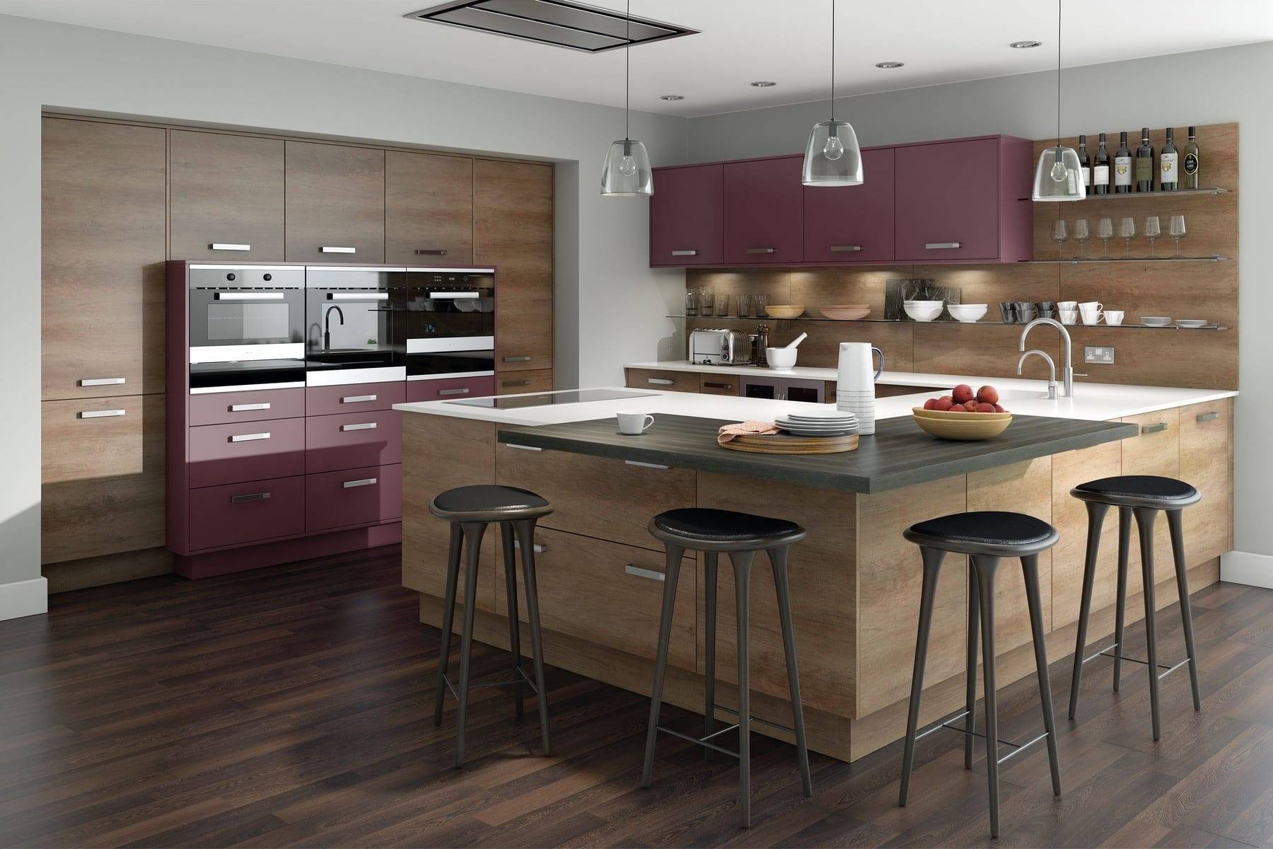 Linear Grey Nebraska Oak Setosa Painted Aubergine | Lead Wolf, Gotham