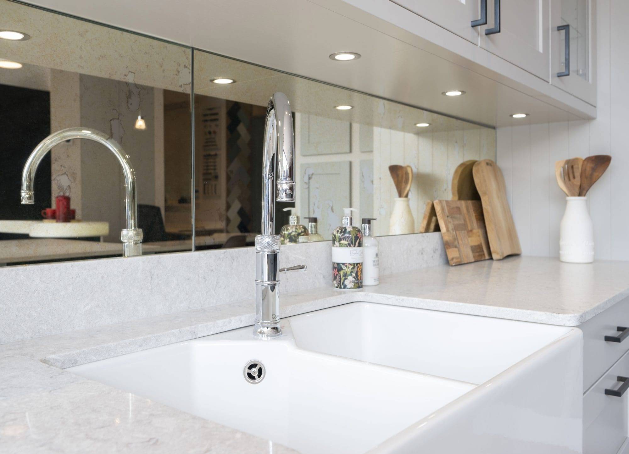 Antique Mirror Glass Splashback | Culina Kitchens, Wimbledon