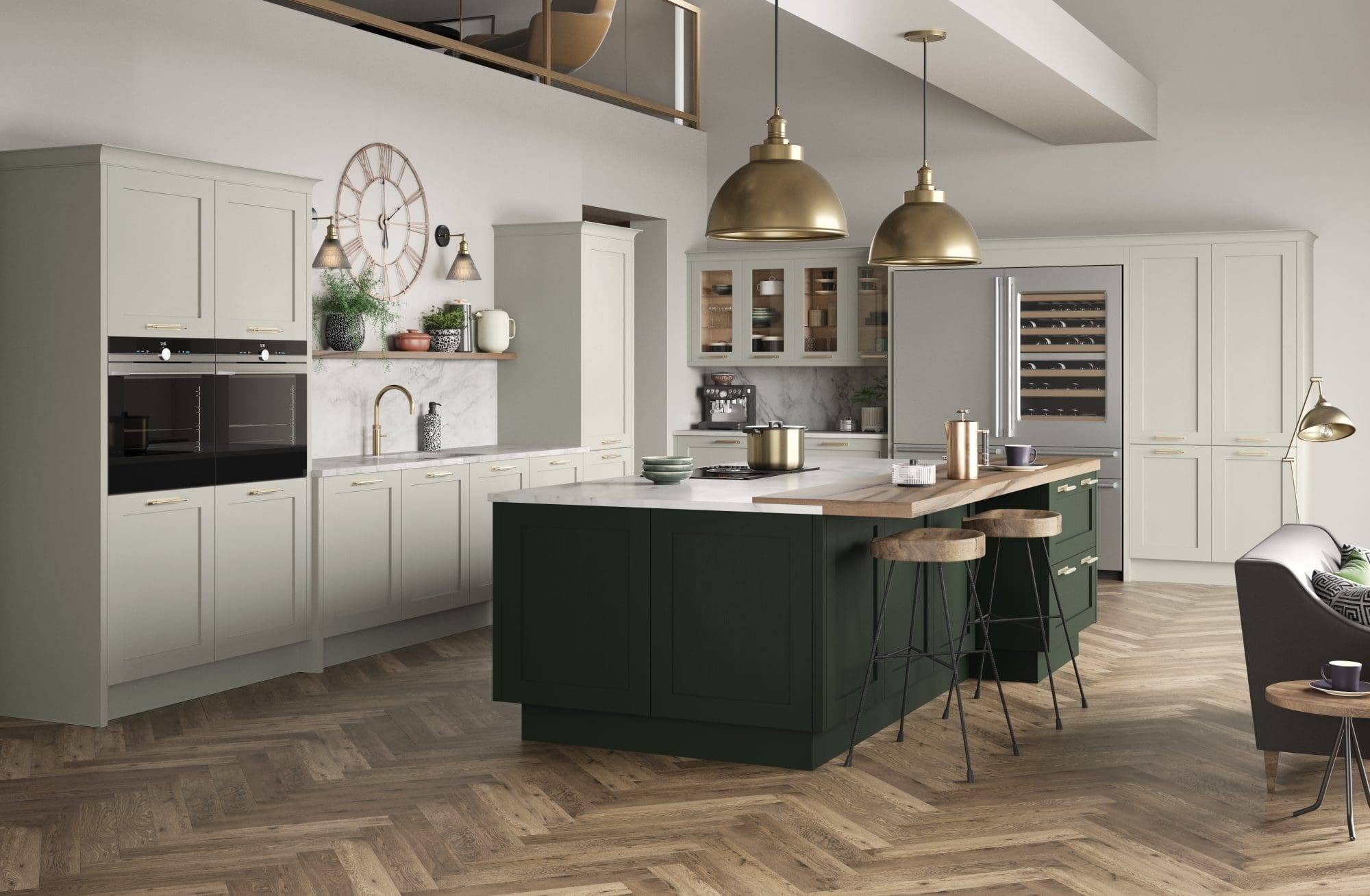 Pic 3 Sterling Painted British Racing Green And Limestone 1 | Culina Kitchens, Wimbledon