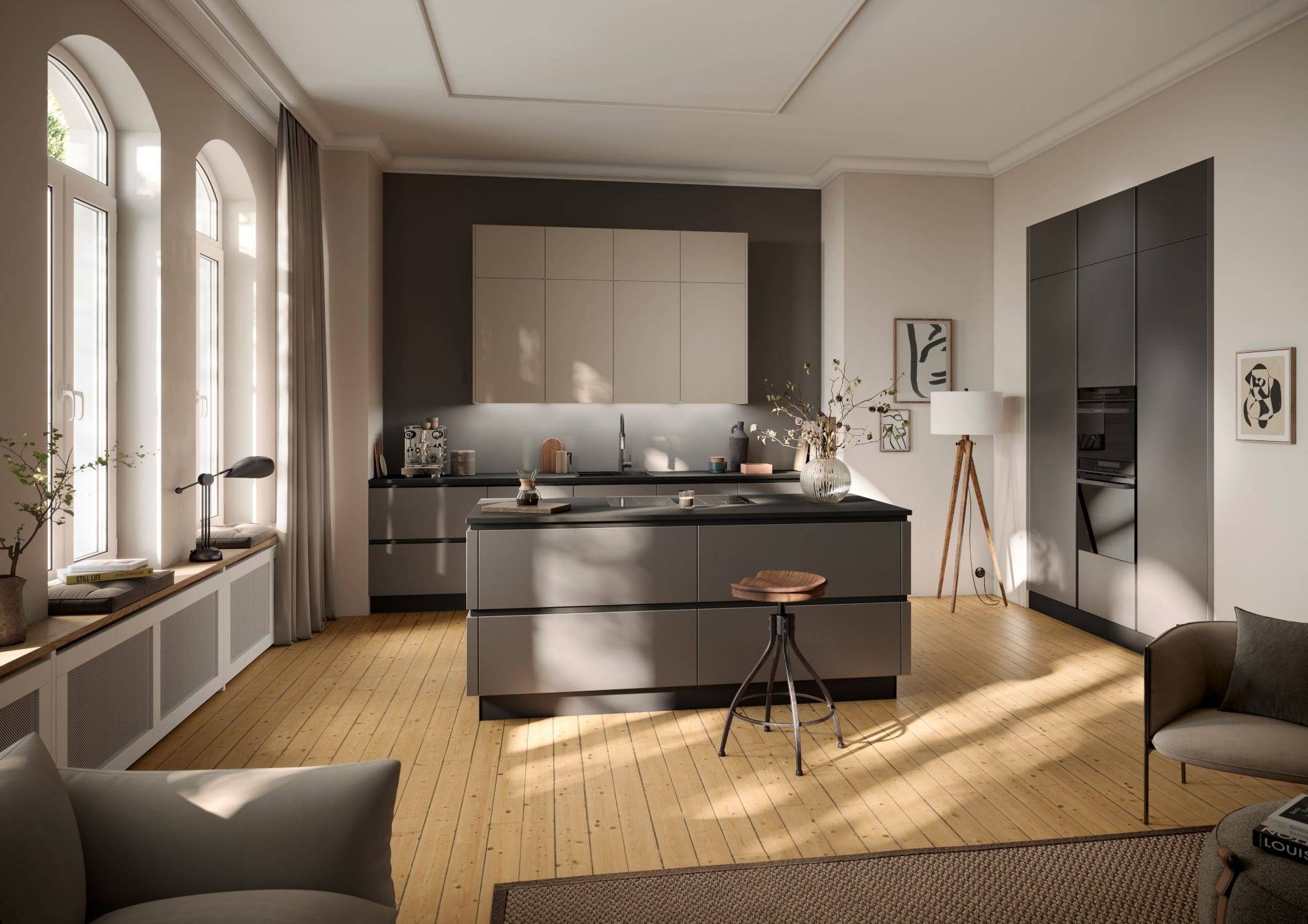 Polymer Glass Smart Gl Steingrau M.1 1 | Culina Kitchens, Wimbledon